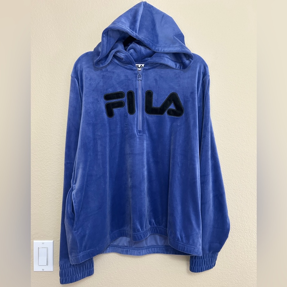 Fila Women’s Velour Hooded Pullover Sweatshirt, Size XXL